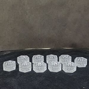 Vintage Hexagon Open Salt Cellar Starburst Crystal Dip Dish Clear Glass Set/10